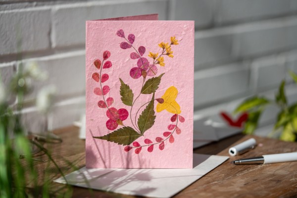 Grußkarte 'Blume', rosa, T 17,5 cm, B 12 cm