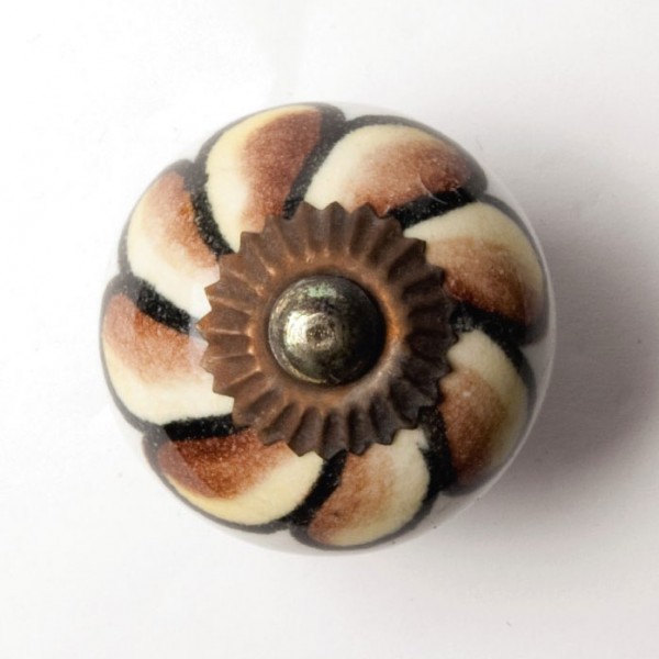 Keramik-Knauf 'Blume', braun, Ø 3,5 cm