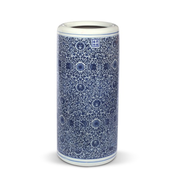 Vase 'Shìliù', weiß, blau, Ø 23 cm, H 50 cm