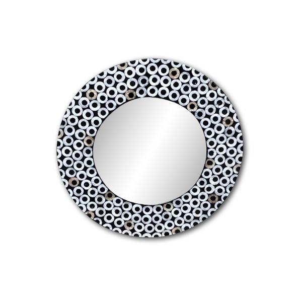 Spiegel 'Circlette' mit Capiz-Perlmutt, schwarz-natur, Ø 50 cm