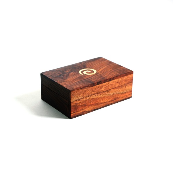 Holz-Schatulle mit Perlmuttintarsien, braun, B 15 cm, L 10 cm, H 6 cm