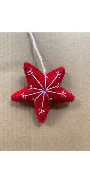 Filz-Ornament Stern, rot, Ø 7 cm