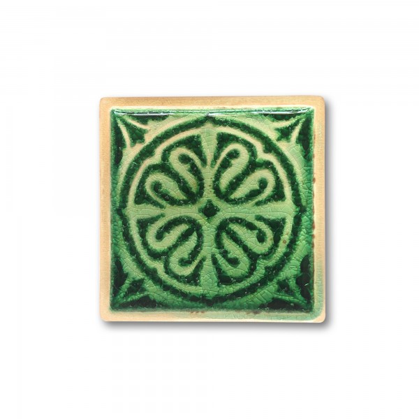 Steingutuntersetzer 'Ornament', grün, L 10 cm, B 10 cm, H 1 cm