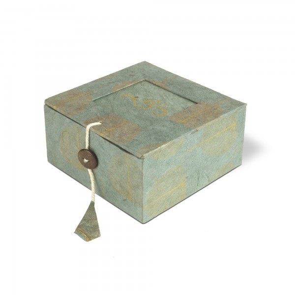 Lokta Box 'Om', grau, T 11 cm, B 11 cm, H 5,5 cm