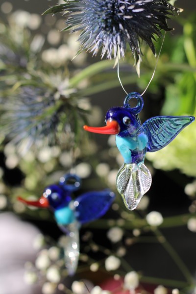 Glasfigur 'Kolibri' hängend, multicolor, H 6 cm, B 6 cm, L 3 cm