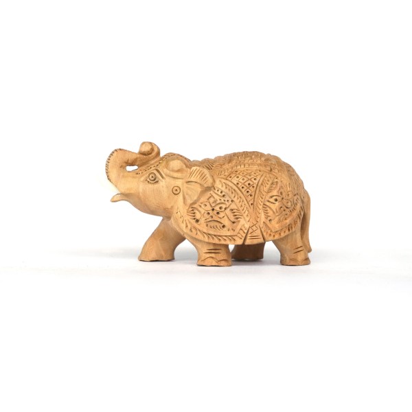Elefant mit geschnitzter Satteldecke, natur, B 9 cm, H 5 cm, T 5 cm