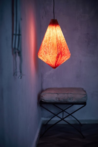 Papierlampe, antik orange, Ø 34 cm, H 43 cm