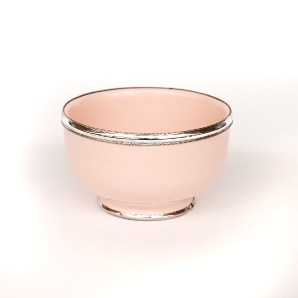 Keramikschale mit Metallrändern, rosa, Ø 12 cm, H 8 cm