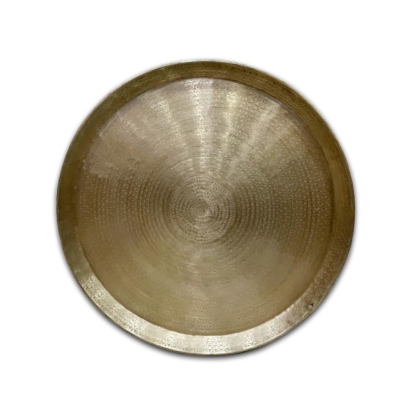 Metalltablett 'Mina', in Antik-Messing-Finish, Ø 90 cm, H 4 cm