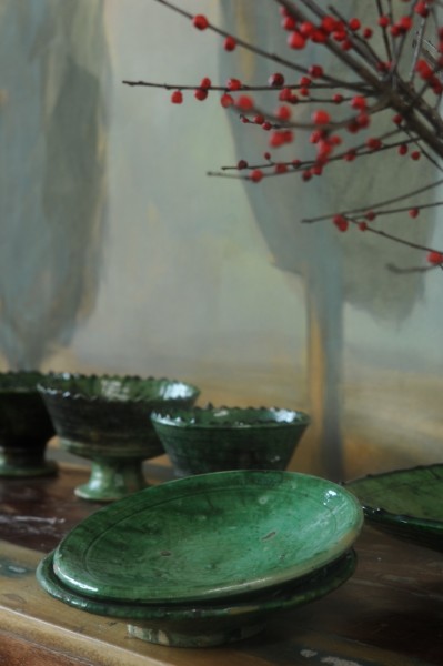 Zierteller Tamegroute, Keramik, grün, Ø 28 cm, H 6 cm