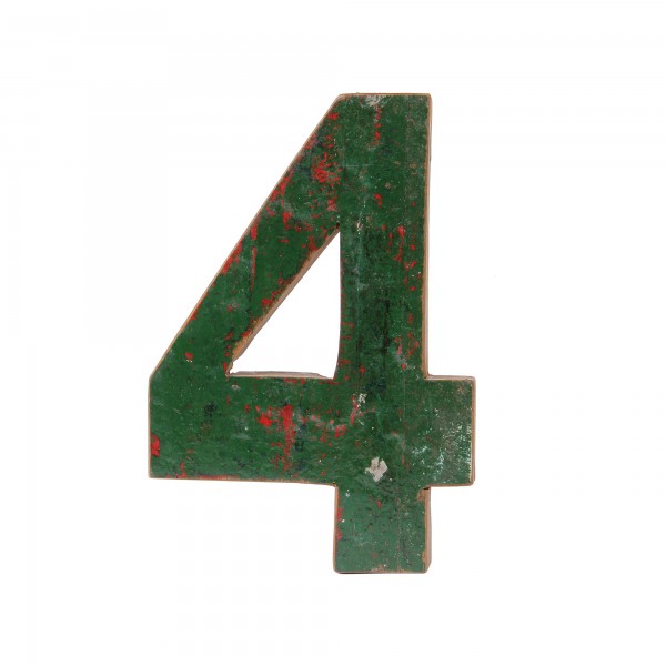 Holzziffer '4', multicolor, T 19 cm, B 13 cm, H 2 cm