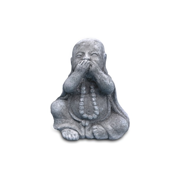 Zementfigur 'Happy Buddha - nichts sagen', H 17 cm, B 13 cm, T 10 cm