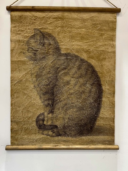 Rollbild 'Katze', auf Leinwand, B 64 cm, H 83 cm