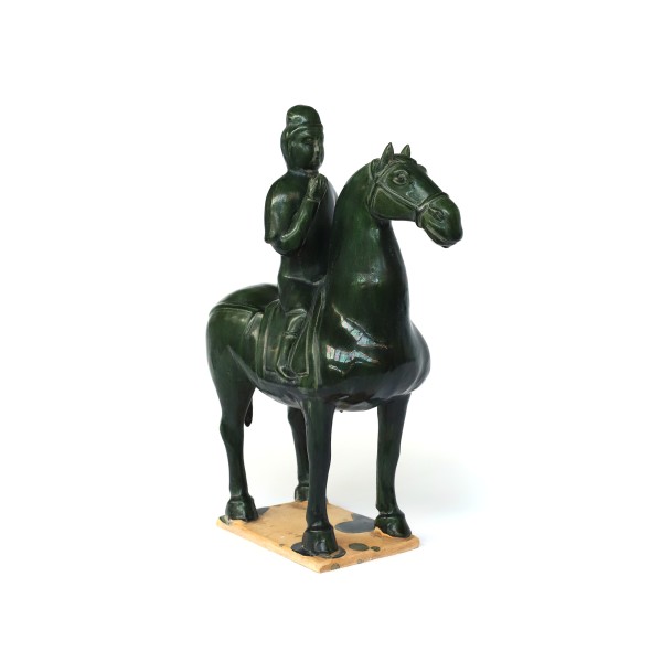 Soldat auf Pferd 'Qi-Königreich' grün, L 45 cm, H 42 cm, B 16 cm