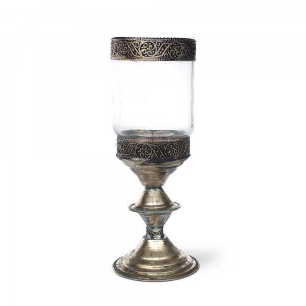 Kerzenhalter Pokal, Metall, Glas, Ø 7 cm, H 21 cm