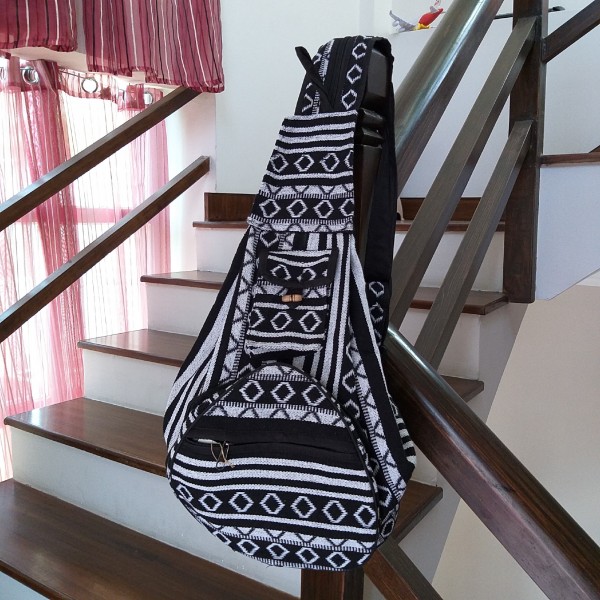 Rucksack Nepalstyle 'Innu' faltbar, schwarz, weiß, T 25 cm, B 25 cm, H 42 cm