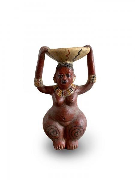 Terrakotta-Figur 'Nayarit 1' stehend, handbemalt, H 12 cm, B 6 cm, L 4 cm