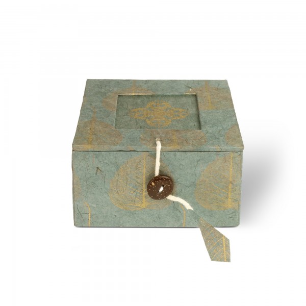 Lokta Box Peepal Vajra, grau, T 11 cm, B 11 cm, H 5,5 cm
