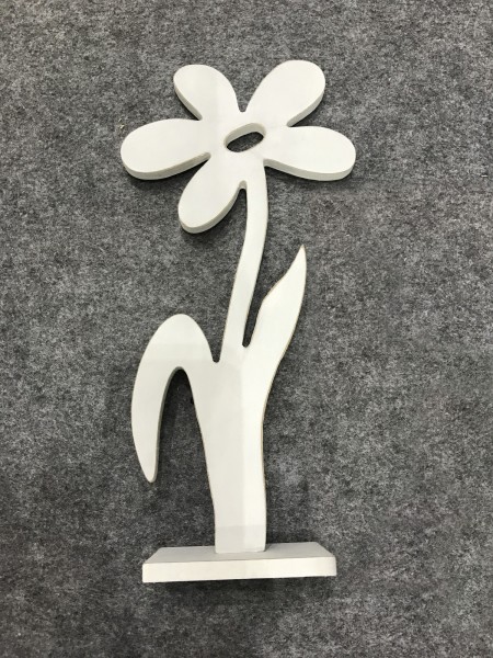 Blume Holz stehend weiß, T 14,3 cm, B 3 cm, H 5 cm