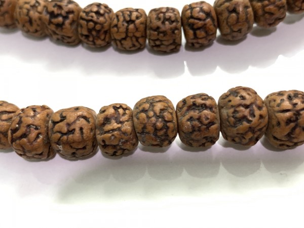 Mala Rudraksha-Seed, sandbraun, T 47 cm, B 1 cm