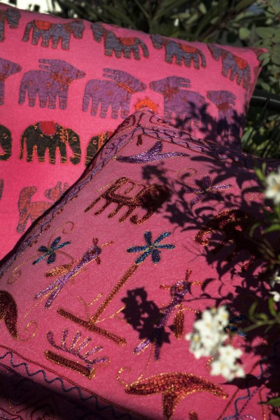 Kissenhülle 'Elefant', pink, gold, L 60 cm, B 60 cm