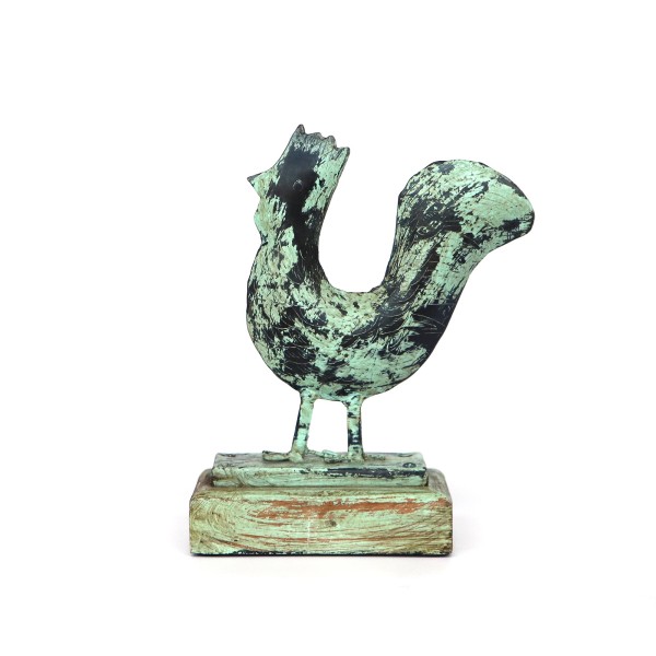 Figur 'Rooster', Patina-türkis, H 24 cm, B 14 cm, L 8 cm