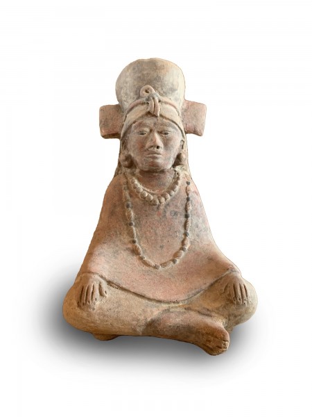 Terrakotta-Figur 'Totonaca', VI, sitzend, handbemalt, L 15 cm, B 12 cm, H 23 cm