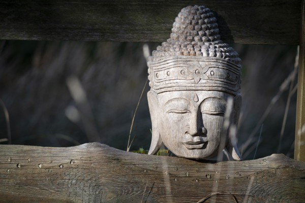 Buddha-Maske, grau, T 11 cm, B 25 cm, H 40 cm