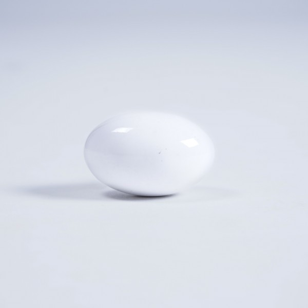 Keramik Möbelknopf oval, handglasiert, weiß, Ø 2,5 cm, T 4,5 cm