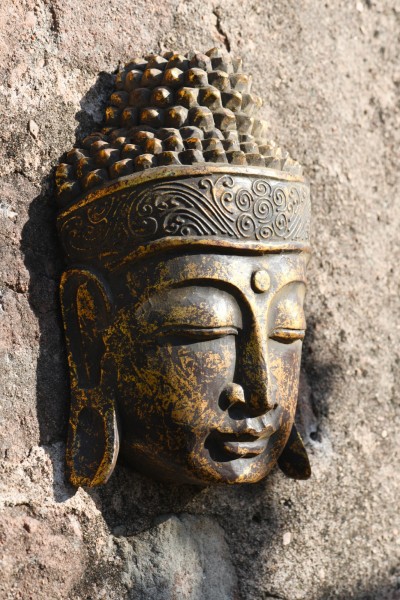 Buddha-Maske, antikrot, T 32 cm, B 22 cm, H 10 cm