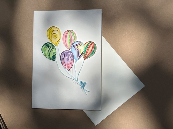 Grußkarte 'Ballons', B 12,7 cm, H 17,8 cm