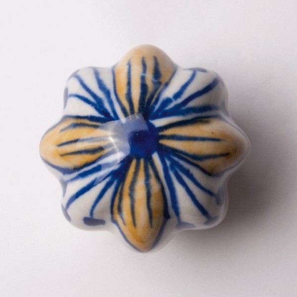 Türknauf "Blume", blau/orange, Ø 5,5 cm