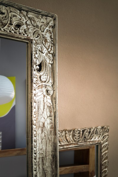 Spiegel mit Holzrahmen, whitewashed, 180 cm, B 80 cm