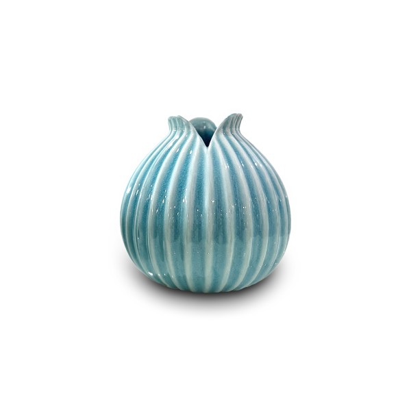 Keramikvase 'Lumiere', blau, Ø 18 cm, H 18 cm