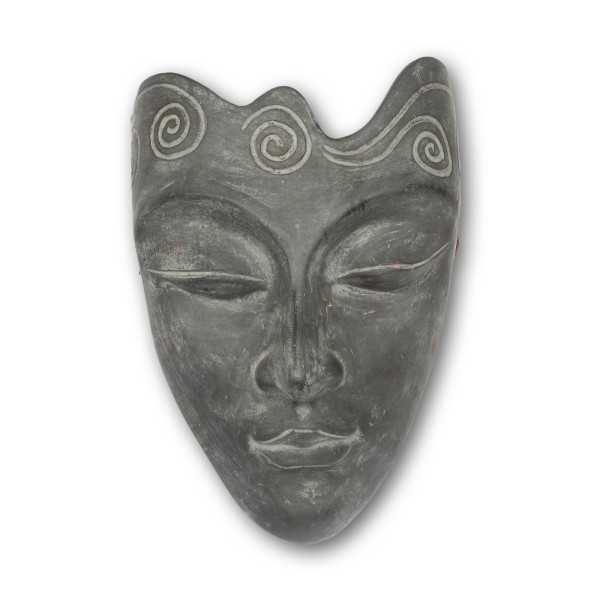 Buddha Maske aus Terrakotta, grau, H 40 cm, B 30 cm, L 15 cm