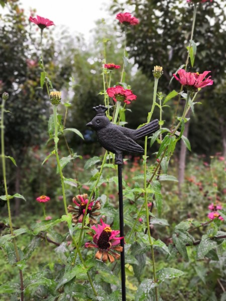 Gartenstecker "Vogel" aus Schmiedeeisen, B 13 cm, H 110 cm