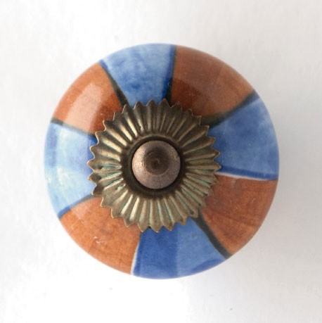 Türknauf rund, braun/blau, Ø 4 cm