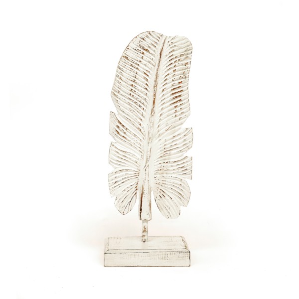 Holzskulptur 'Bananenblatt' M, weiß, H 45 cm, B 18 cm, L 10 cm