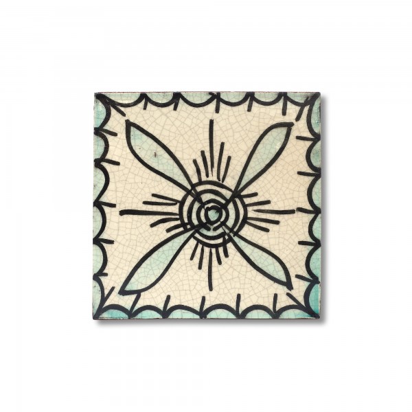 Kachel motif turquoise, T 10 cm, B 10 cm, H 1 cm