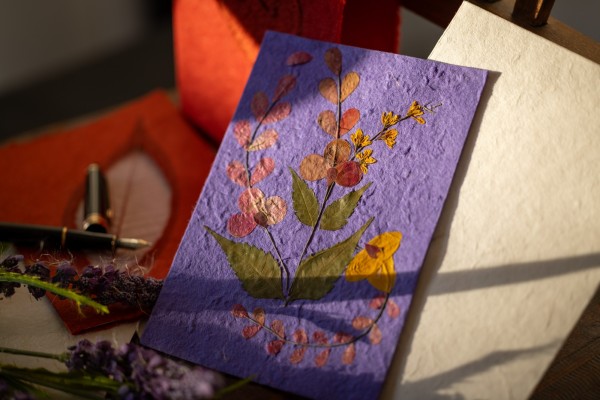 Grußkarte 'Blume', lila, T 17,5 cm, B 12 cm