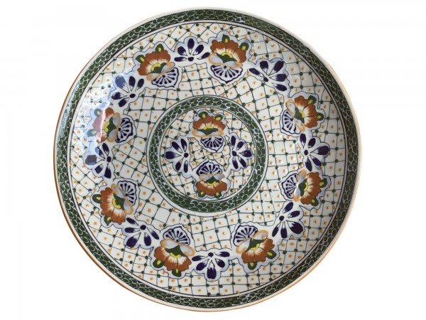 Keramik-Teller rund, handbemalt, Ø 39 cm, H 5 cm
