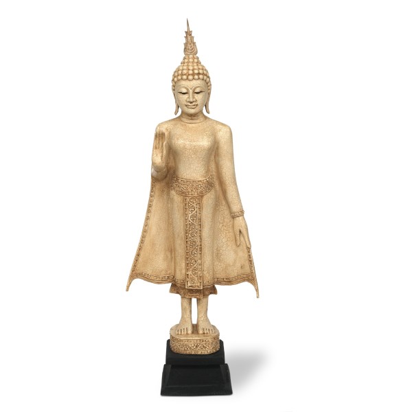 Skulptur 'Buddha stehend', antik weiß, H 128 cm, B 46 cm, L 23,5 cm