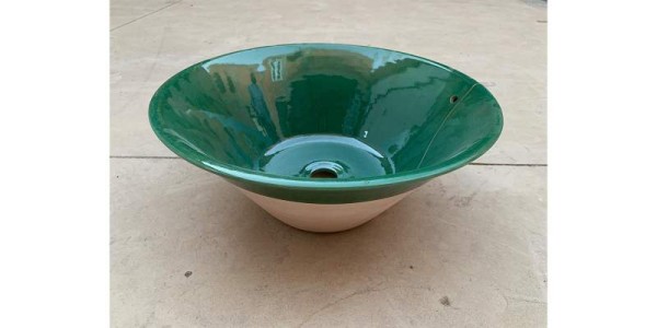 Keramik-Aufsatzwaschbecken 'Basin', grün, Ø 45 cm, H 19 cm