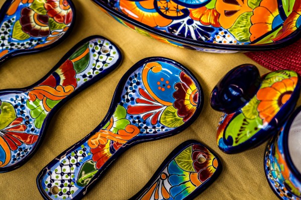 Keramik-Löffelablage 'Blumen', multicolor, B 25 cm, L 12 cm, H 3 cm