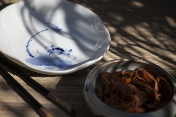 Keramikschale, weiß, blau, Ø 15 cm, H 3 cm