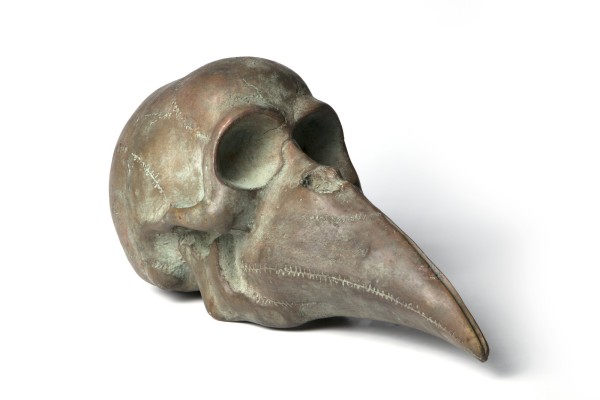 Schädel 'Vogelmensch' groß, Bronze, L 41 cm, B 17 cm, H 20 cm