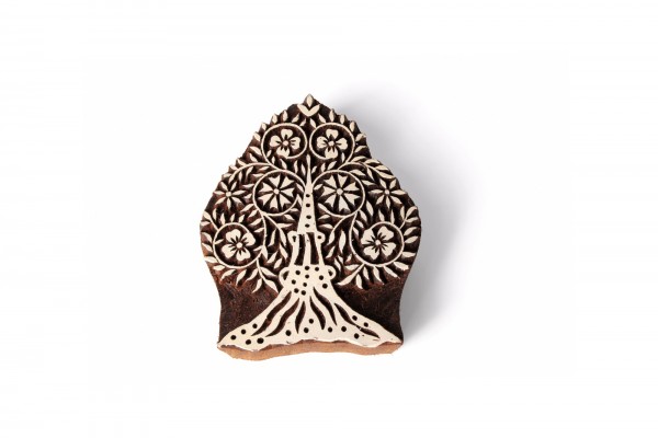 Holzstempel 'Orient Baum', handgeschnitzt, B 9 cm, H 13 cm