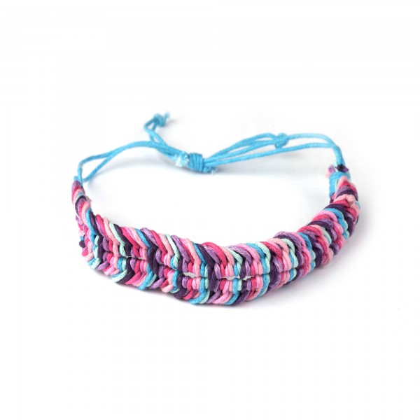 Armband geflochten, blau, pink, lila, Ø 10 cm