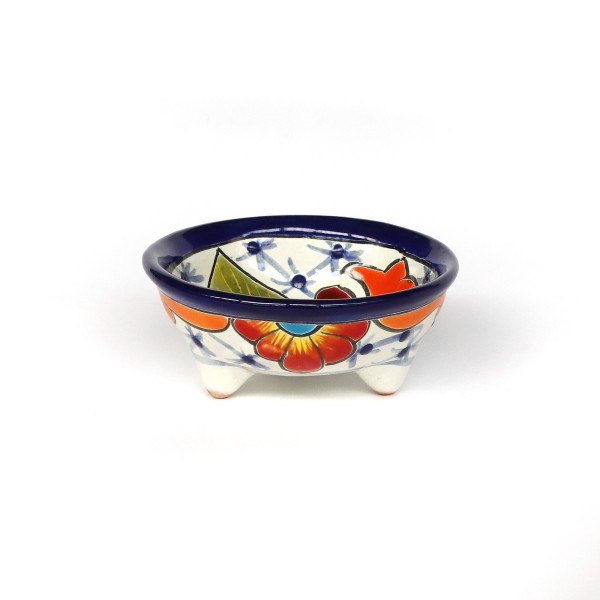 Keramik-Schälchen auf Füßen blau, multicolor, Ø 10 cm, H 5 cm