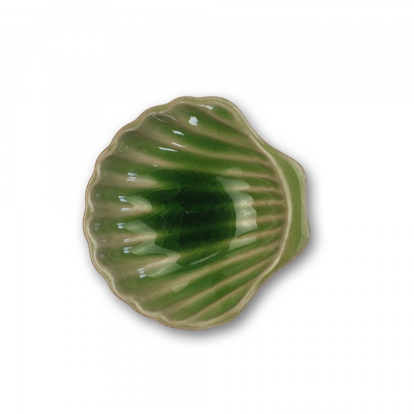 Schale 'Muschel', grün, T 9 cm, B 9 cm, H 2 cm